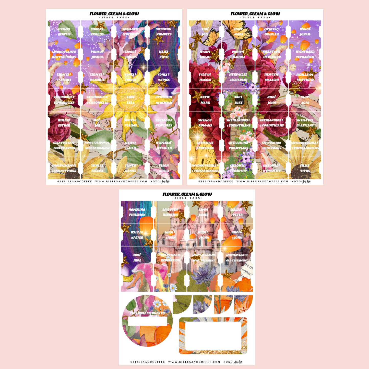 Flower Gleam Glow Bible Tabs