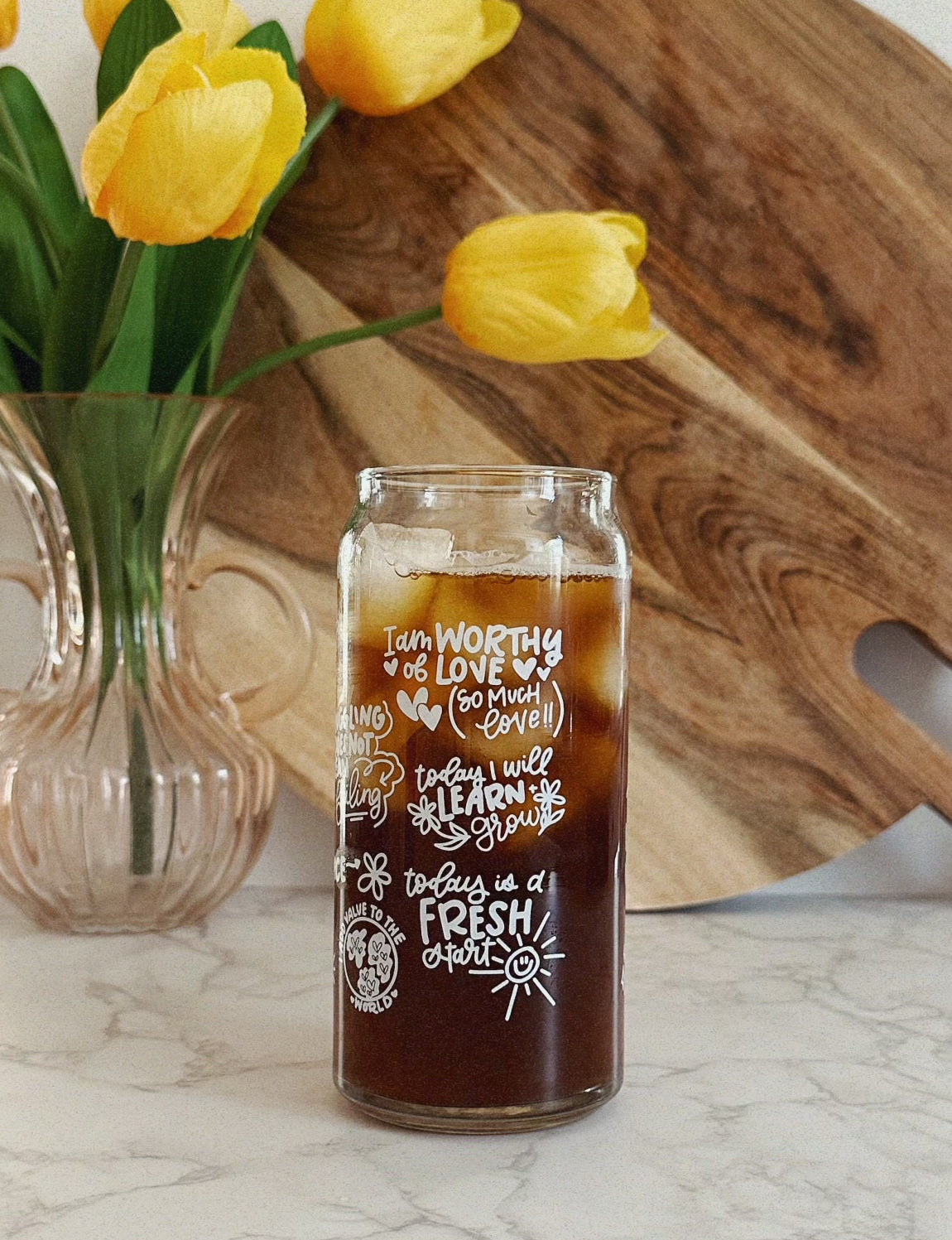 Daily Affirmations 20oz Glass Tumbler