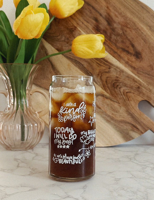 Daily Affirmations 20oz Glass Tumbler