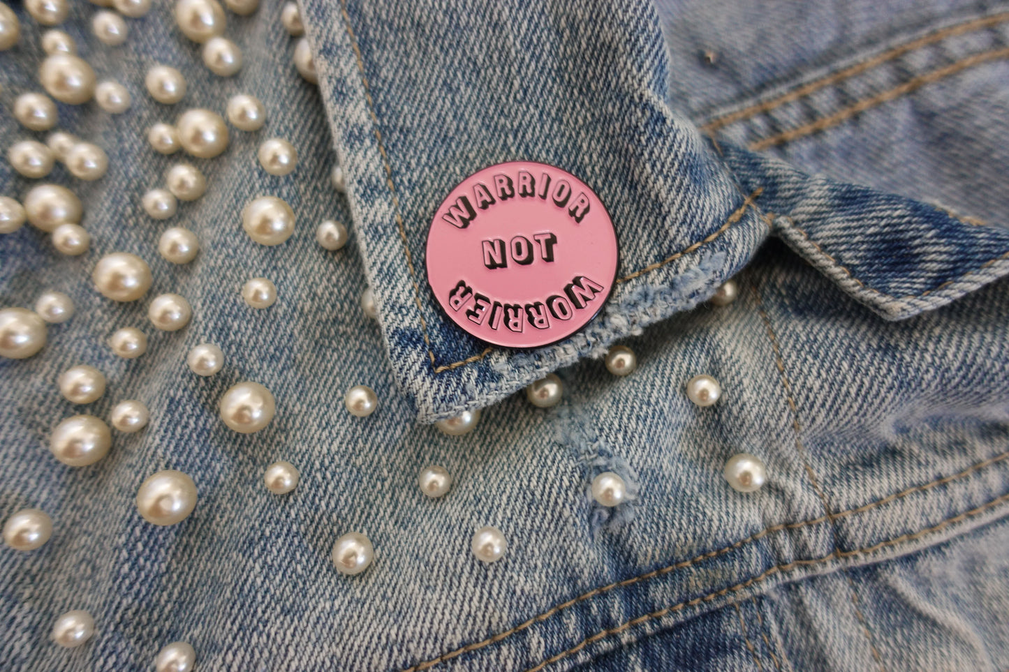 Warrior Not Worrier Enamel Pin - Bibles and Coffee