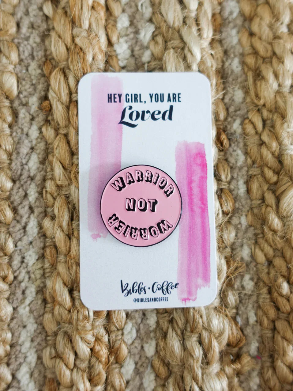 Warrior Not Worrier Enamel Pin - Bibles and Coffee