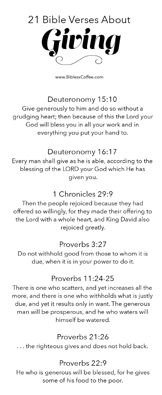 21 Bible Verses About Giving [FREE] - Bibles and Coffee