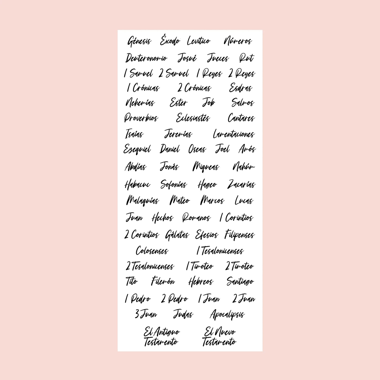Spanish Cursive Books of the Bible Sticker Pack