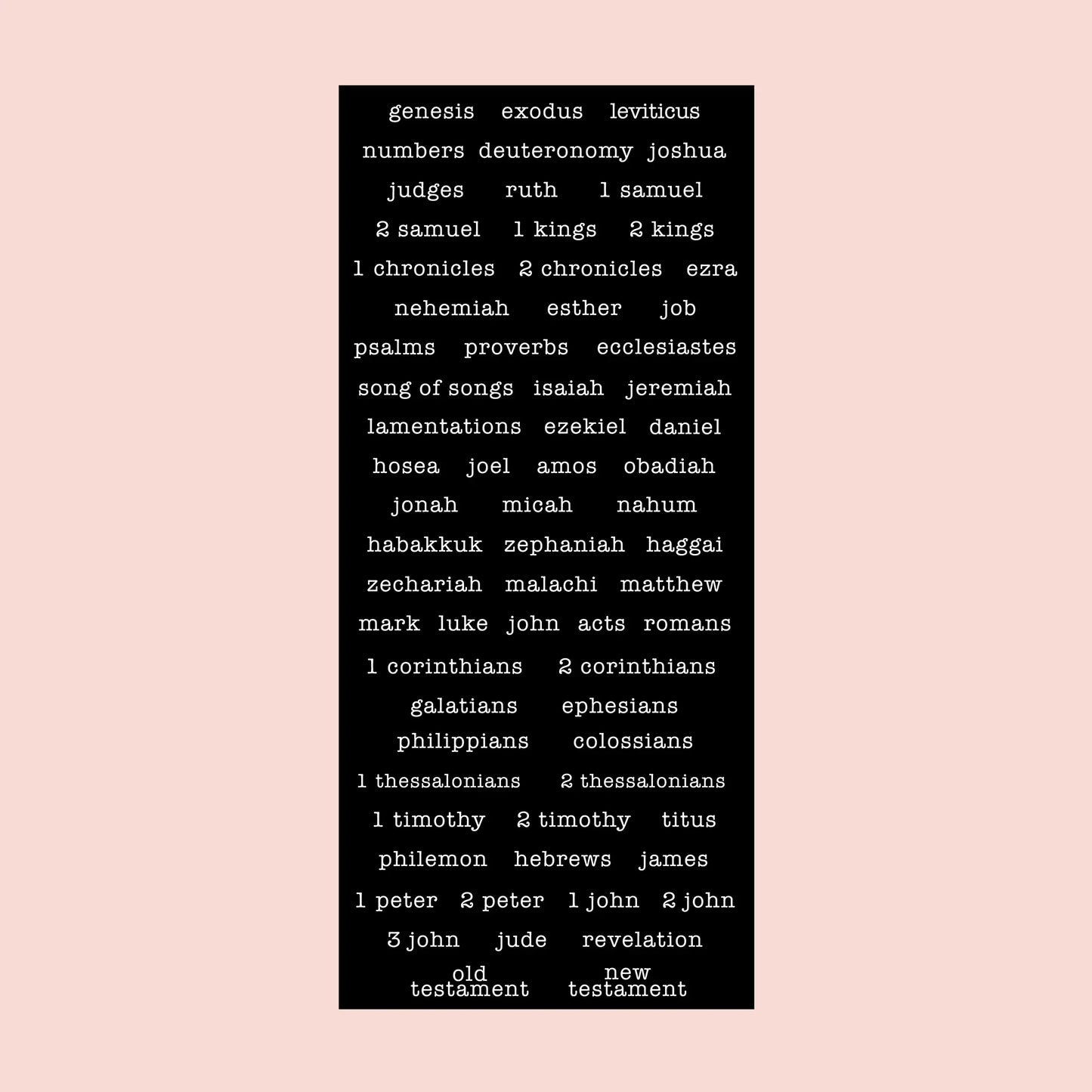 Typewriter Books of the Bible Sticker Pack