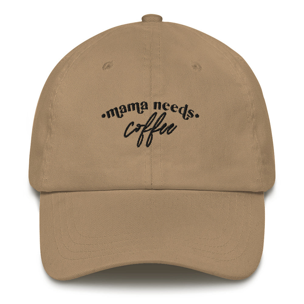 Mama Needs Coffee Embroidered Hat (Khaki)