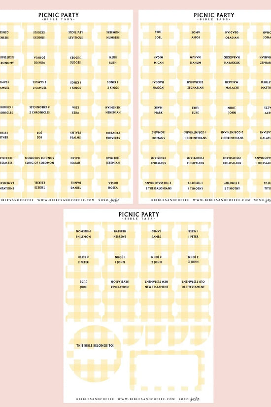 Picnic Party Bible Tabs