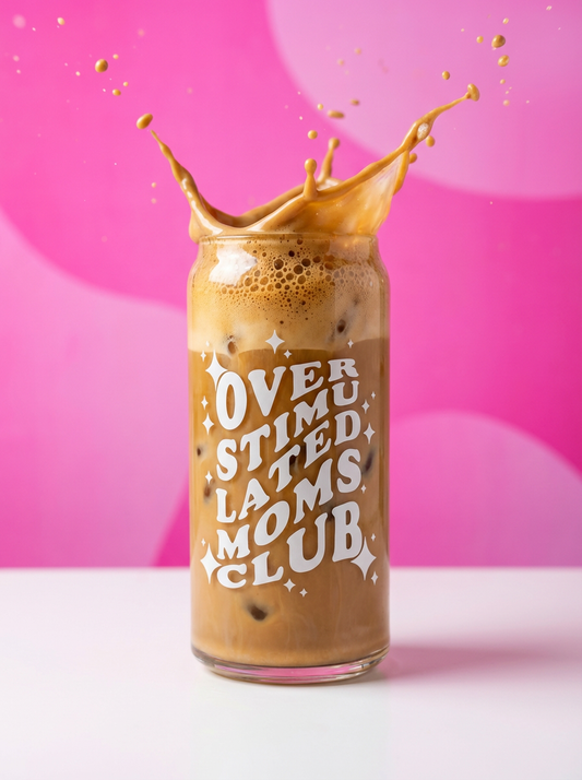 Over Stimulated Moms Club 20oz Glass Tumbler