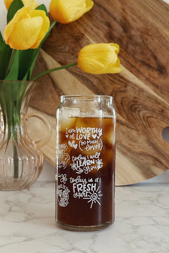 Daily Affirmations 20oz Glass Tumbler