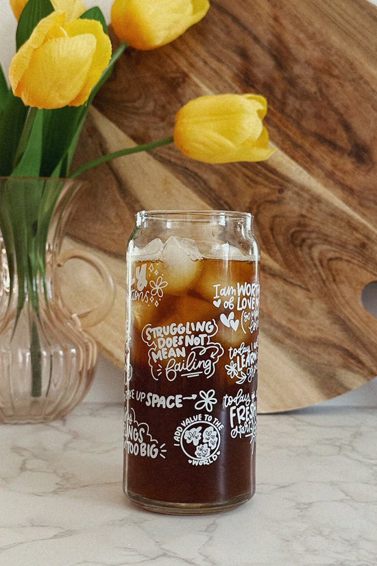 Daily Affirmations 20oz Glass Tumbler