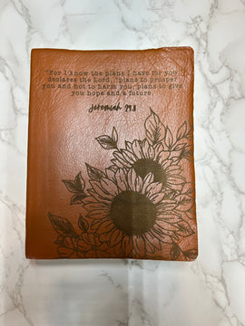 (Imperfect) NIV Jeremiah 29:11 Sunflower Engraved Bible [with initials MSH]