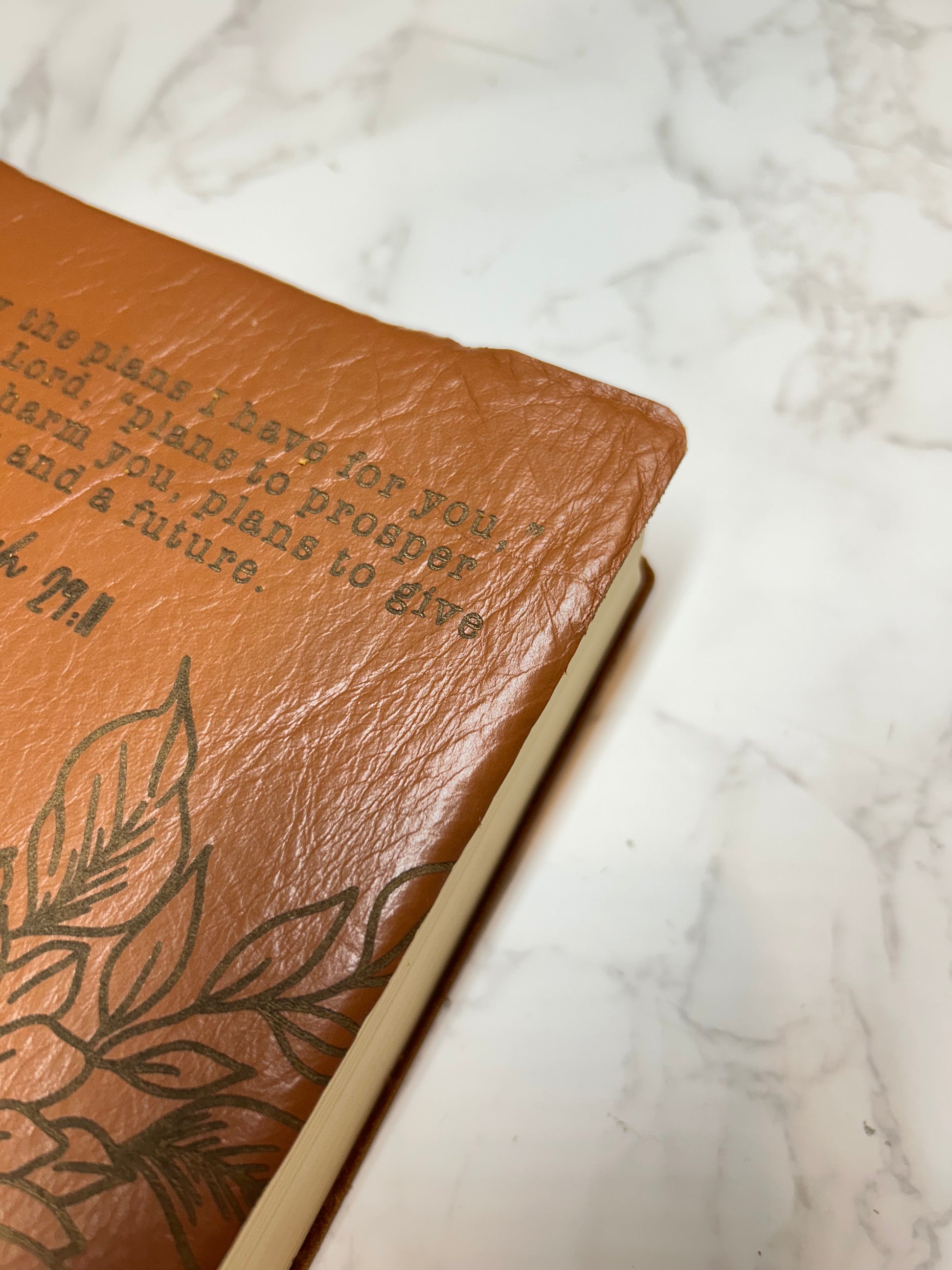 (Imperfect) NIV Jeremiah 29:11 Sunflower Engraved Bible [with initials MSH]