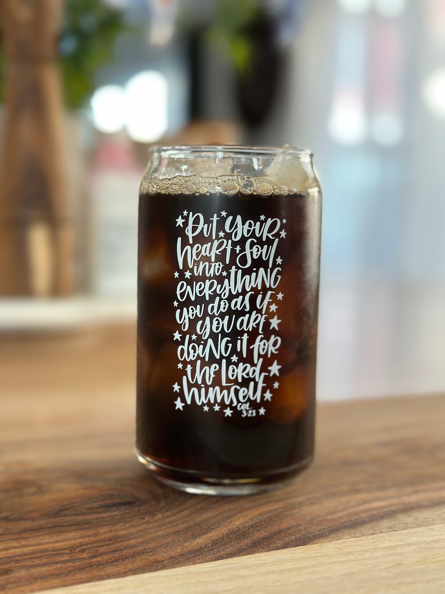 MISPRINT - Col 3:23 Glass Tumbler