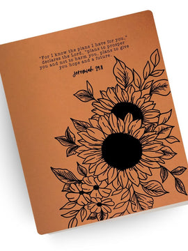 (Imperfect) NIV Jeremiah 29:11 Sunflower Engraved Bible [with initials MSH]