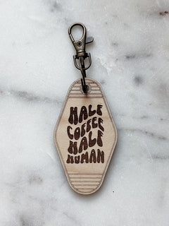 Half Coffee Half Human Keychain