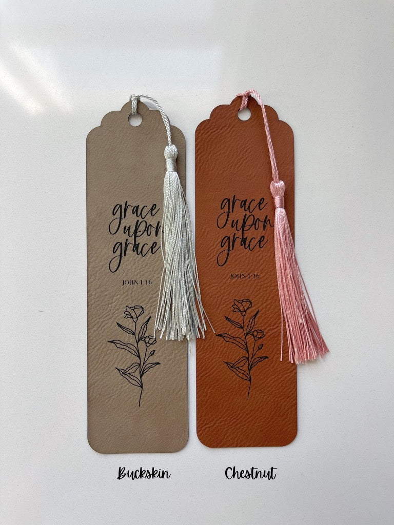 Grace Upon Grace Faux Leather Bookmark