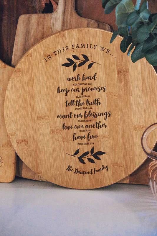 In This Family Round Custom Cutting Board