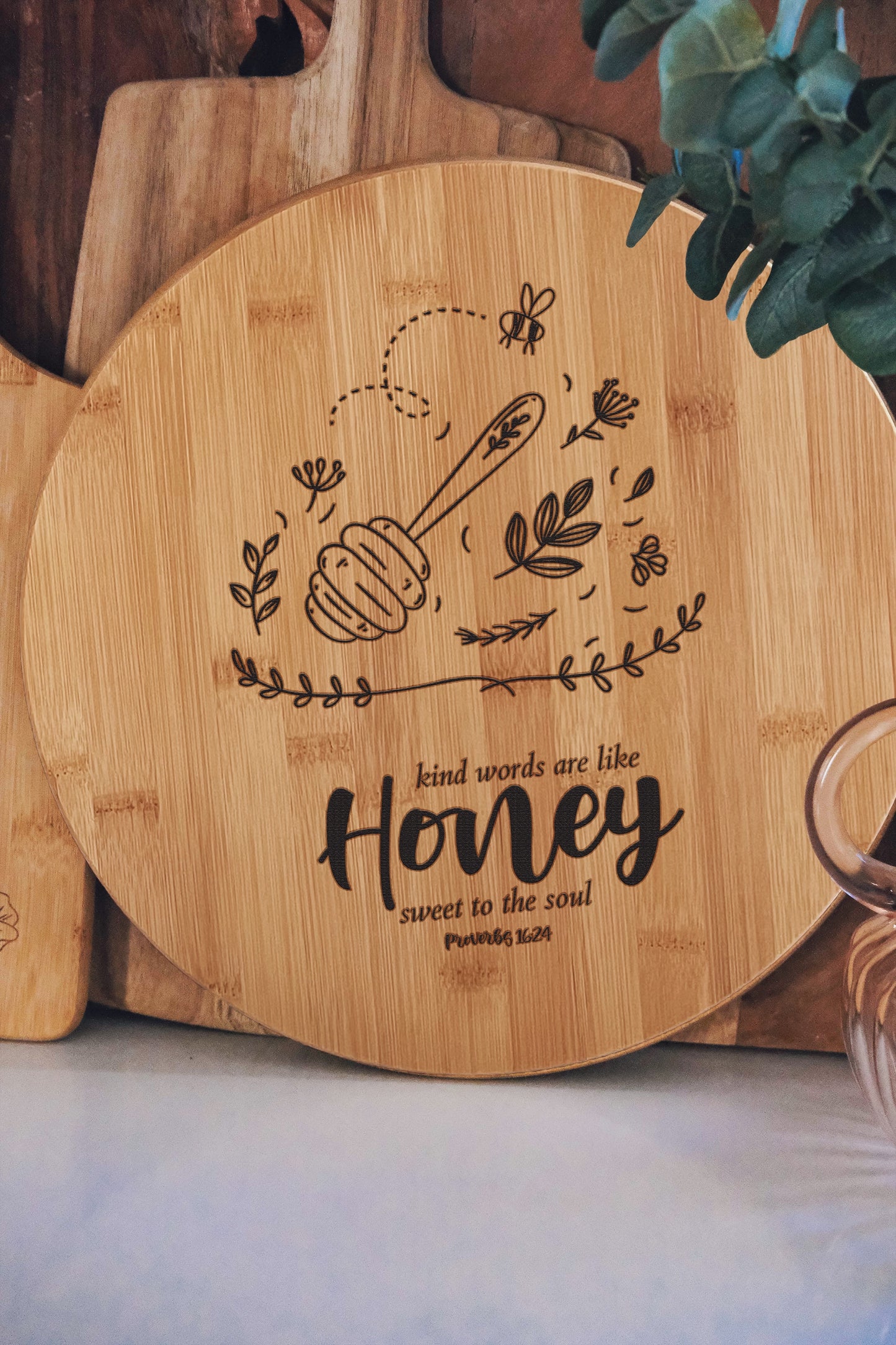 Kind Words are like Honey Round Cutting Board