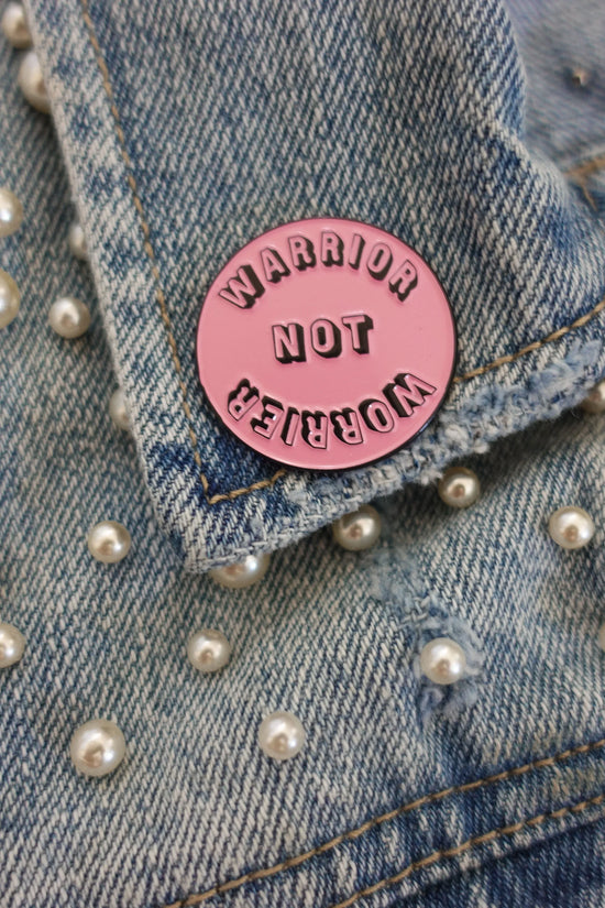 Warrior Not Worrier Enamel Pin - Bibles and Coffee
