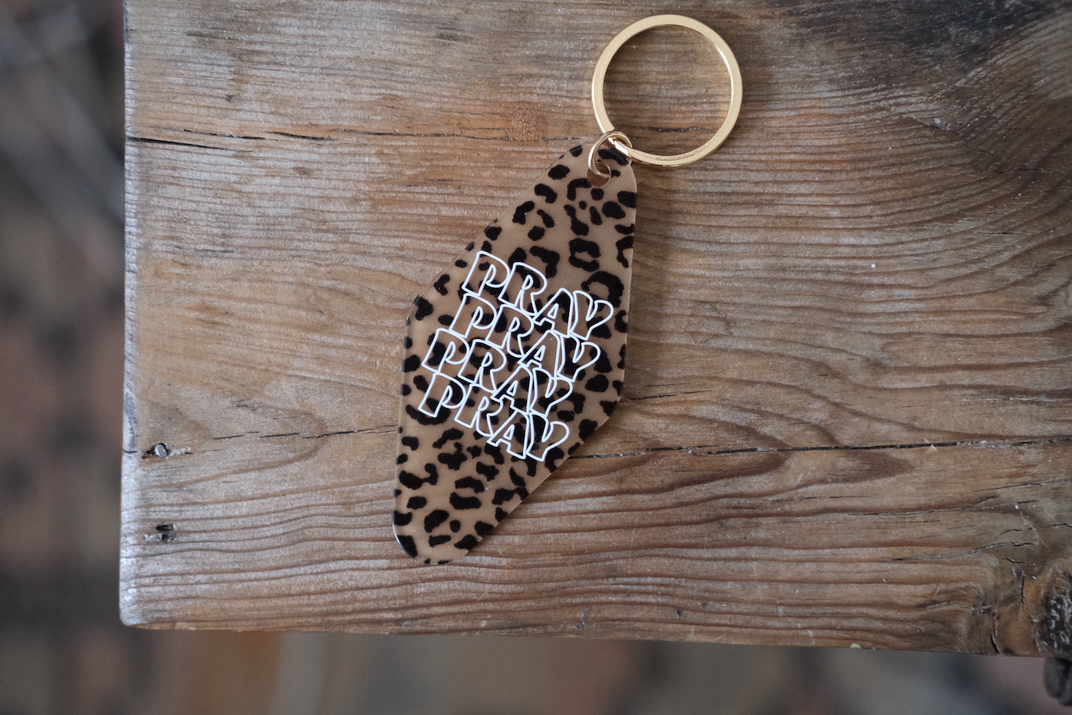 Pray Leopard Keychain