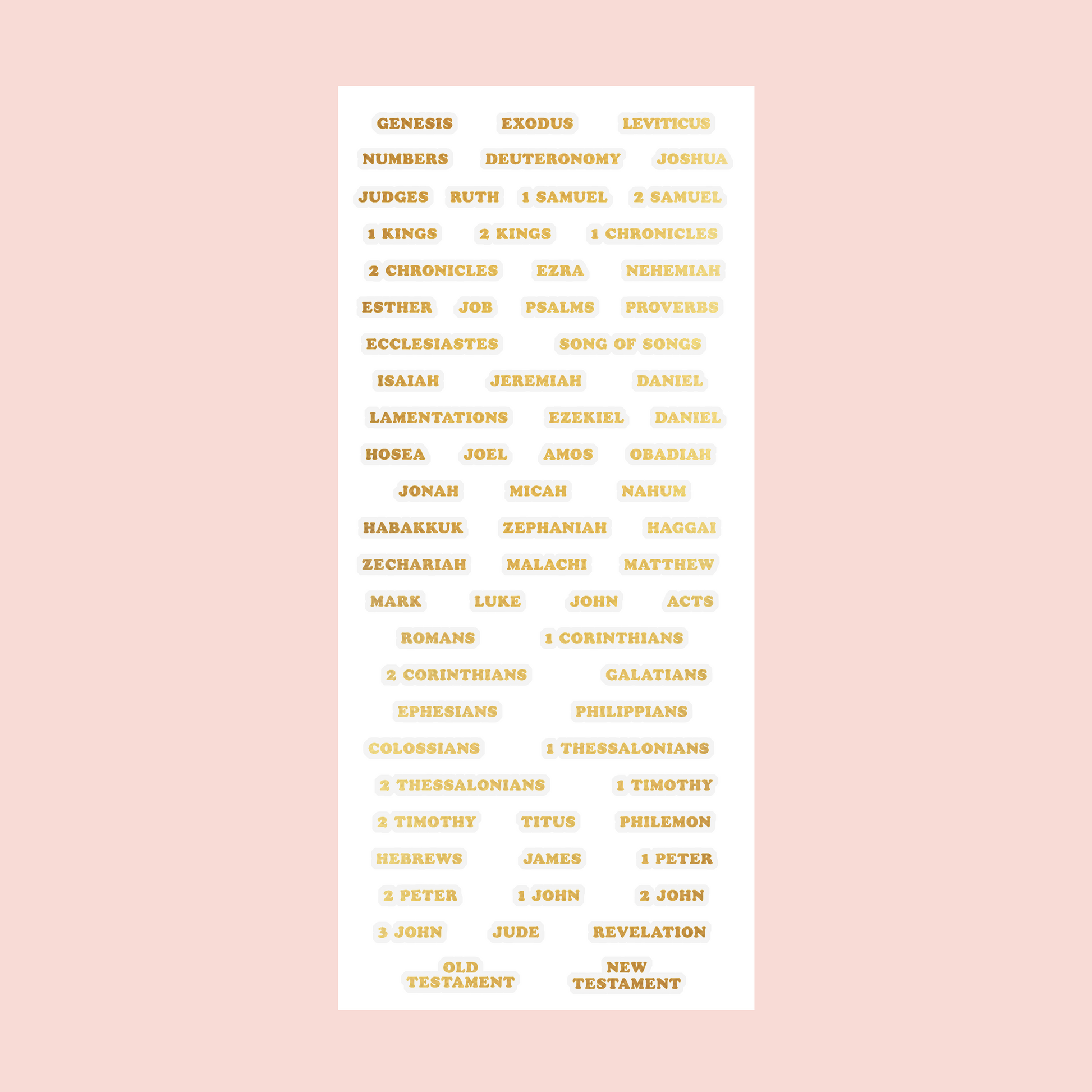 Gold Foil Books of the Bible Sticker Pack