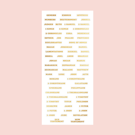 Gold Foil Books of the Bible Sticker Pack