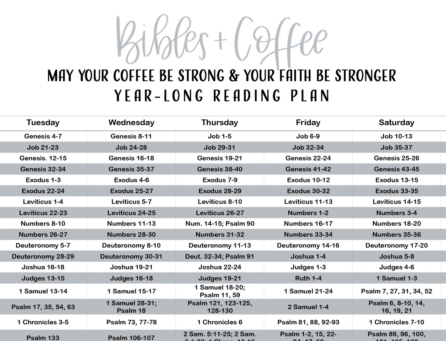 365 Day Chronological Reading Plan (Digital Download) - Bibles and Coffee