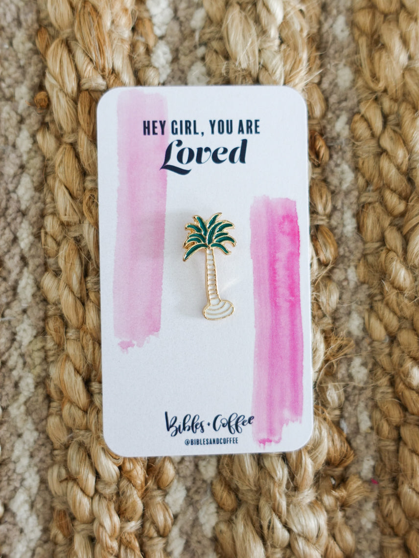 Palm Tree Enamel Pin - Bibles and Coffee