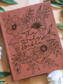 Holy Bible Floral Engraved Bible