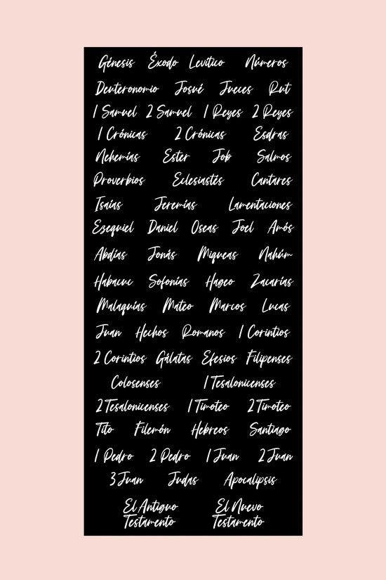 Spanish Cursive Books of the Bible Sticker Pack