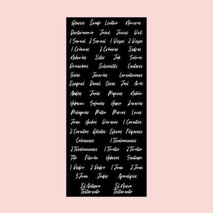 Spanish Cursive Books of the Bible Sticker Pack