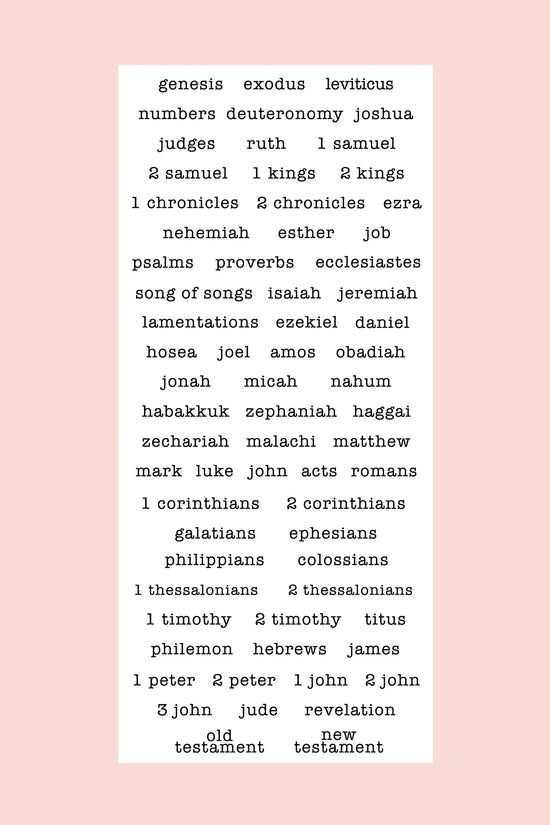 Typewriter Books of the Bible Sticker Pack