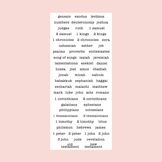 Typewriter Books of the Bible Sticker Pack
