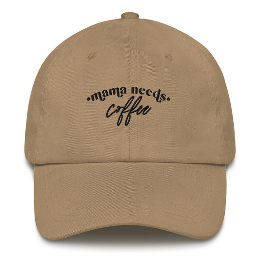 Mama Needs Coffee Embroidered Hat (Khaki)